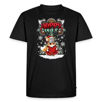 Happy Yule Viking Christmas Fox - Men's Premium Organic T-Shirt - black - Front - Nico (187cm)