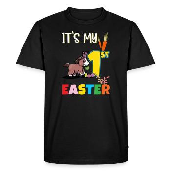 C’est mon premier anniversaire de Pâques Bébé Cheval de Pâques - T-shirt Premium bio Homme - noir - Devant - Nico (187cm)