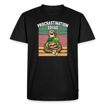 Procrastination Squad Sloth Turtle Snail Lazy Day - Men's Premium Organic T-Shirt - black - Front - Nico (187cm)