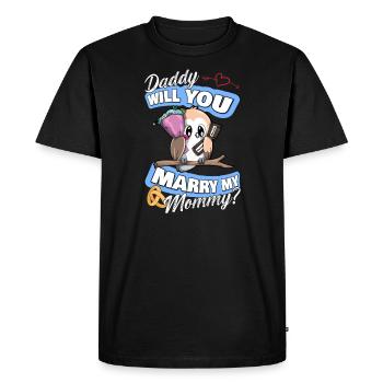 Offre de mariage Papa épouseras-tu ma maman - T-shirt Premium bio Homme - noir - Devant - Nico (187cm)