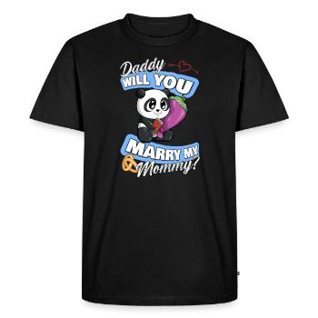 Offre de mariage Papa épouseras-tu ma maman - T-shirt Premium bio Homme - noir - Devant - Nico (187cm)