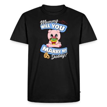 Offre de mariage maman épouseras-tu mon papa - T-shirt Premium bio Homme - noir - Devant - Nico (187cm)