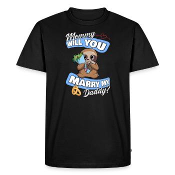 Offre de mariage maman épouseras-tu mon papa - T-shirt Premium bio Homme - noir - Devant - Nico (187cm)