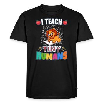 J’enseigne à Tiny Humans enseignant à l’école primaire - T-shirt Premium bio Homme - noir - Devant - Nico (187cm)