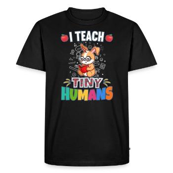 I Teach Tiny Humans Elementary School Teacher - Men's Premium Organic T-Shirt - black - Front - Nico (187cm)