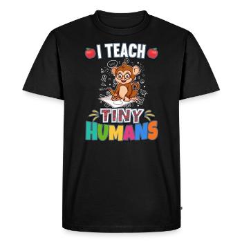 J’enseigne à Tiny Humans enseignant à l’école primaire - T-shirt Premium bio Homme - noir - Devant - Nico (187cm)