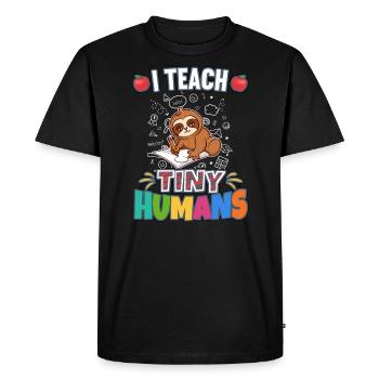 J’enseigne à Tiny Humans enseignant à l’école primaire - T-shirt Premium bio Homme - noir - Devant - Nico (187cm)
