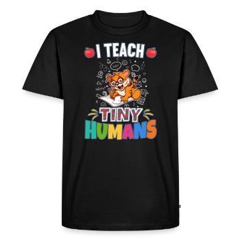 J’enseigne à Tiny Humans enseignant à l’école primaire - T-shirt Premium bio Homme - noir - Devant - Nico (187cm)