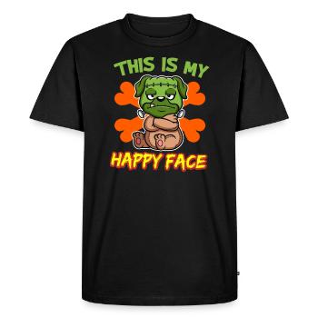 C’est mon visage heureux drôle de monstre d’Halloween - T-shirt Premium bio Homme - noir - Devant - Nico (187cm)