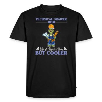 Dessinateur technique Maman comme une maman régulière mais plus cool - T-shirt Premium bio Homme - noir - Devant - Nico (187cm)