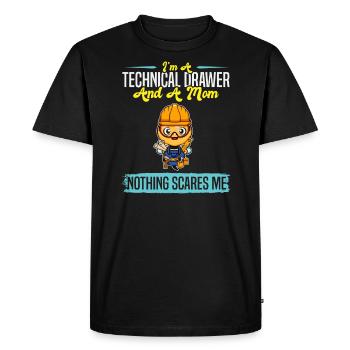 Je suis un dessinateur technique et une maman rien ne me fait peur - T-shirt Premium bio Homme - noir - Devant - Nico (187cm)