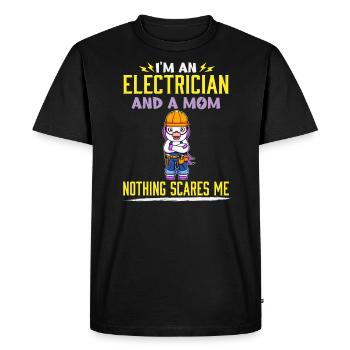 I'm An Electrician And A Mom Nothing Scares Me - Men's Premium Organic T-Shirt - black - Front - Nico (187cm)