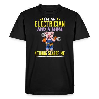 I'm An Electrician And A Mom Nothing Scares Me - Men's Premium Organic T-Shirt - black - Front - Nico (187cm)