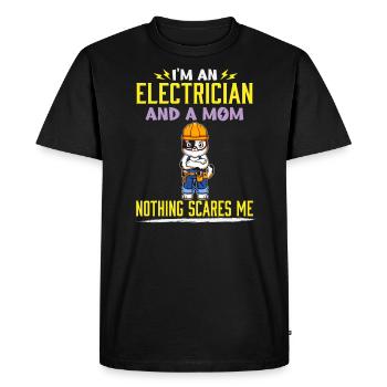 I'm An Electrician And A Mom Nothing Scares Me - Men's Premium Organic T-Shirt - black - Front - Nico (187cm)