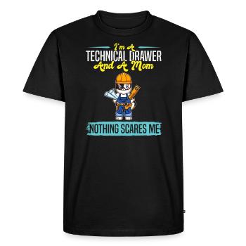 Je suis un dessinateur technique et une maman rien ne me fait peur - T-shirt Premium bio Homme - noir - Devant - Nico (187cm)