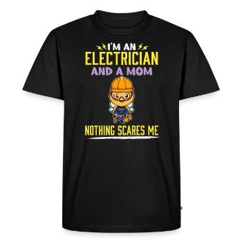 I'm An Electrician And A Mom Nothing Scares Me - Men's Premium Organic T-Shirt - black - Front - Nico (187cm)