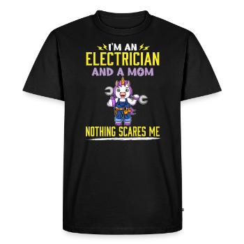 I'm An Electrician And A Mom Nothing Scares Me - Men's Premium Organic T-Shirt - black - Front - Nico (187cm)