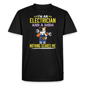 I'm An Electrician And A Mom Nothing Scares Me - Men's Premium Organic T-Shirt - black - Front - Nico (187cm)