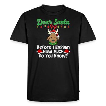 Cher Père Noël avant que j’explique combien savez-vous - T-shirt Premium bio Homme - noir - Devant - Nico (187cm)