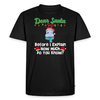 Cher Père Noël avant que j’explique combien savez-vous - T-shirt Premium bio Homme - noir - Devant - Nico (187cm)