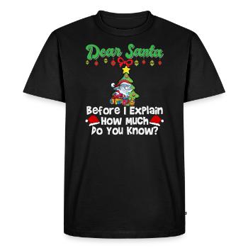 Cher Père Noël avant que j’explique combien savez-vous - T-shirt Premium bio Homme - noir - Devant - Nico (187cm)