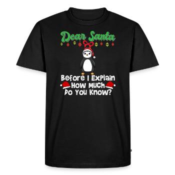 Cher Père Noël avant que j’explique combien savez-vous - T-shirt Premium bio Homme - noir - Devant - Nico (187cm)