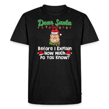 Cher Père Noël avant que j’explique combien savez-vous - T-shirt Premium bio Homme - noir - Devant - Nico (187cm)