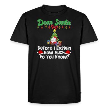 Cher Père Noël avant que j’explique combien savez-vous - T-shirt Premium bio Homme - noir - Devant - Nico (187cm)