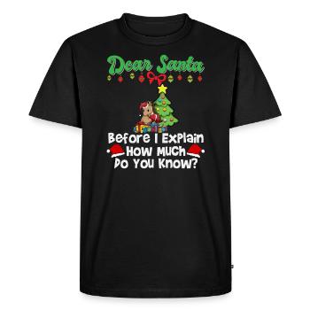 Cher Père Noël avant que j’explique combien savez-vous - T-shirt Premium bio Homme - noir - Devant - Nico (187cm)