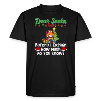 Cher Père Noël avant que j’explique combien savez-vous - T-shirt Premium bio Homme - noir - Devant - Nico (187cm)