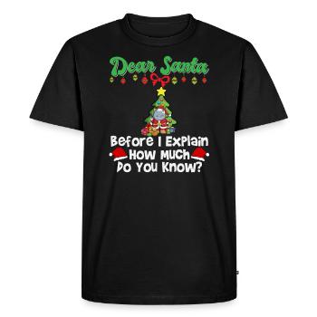 Cher Père Noël avant que j’explique combien savez-vous - T-shirt Premium bio Homme - noir - Devant - Nico (187cm)