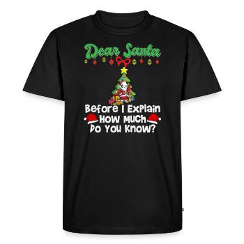 Cher Père Noël avant que j’explique combien savez-vous - T-shirt Premium bio Homme - noir - Devant - Nico (187cm)
