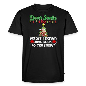 Cher Père Noël avant que j’explique combien savez-vous - T-shirt Premium bio Homme - noir - Devant - Nico (187cm)
