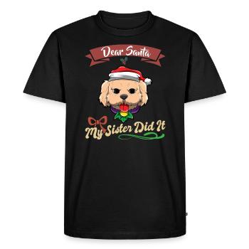Cher Père Noël Ma sœur l’a fait frères et sœurs Noël - T-shirt Premium bio Homme - noir - Devant - Nico (187cm)