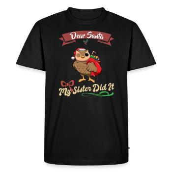 Cher Père Noël Ma sœur l’a fait frères et sœurs Noël - T-shirt Premium bio Homme - noir - Devant - Nico (187cm)
