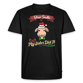 Cher Père Noël Ma sœur l’a fait frères et sœurs Noël - T-shirt Premium bio Homme - noir - Devant - Nico (187cm)