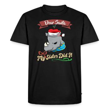 Cher Père Noël Ma sœur l’a fait frères et sœurs Noël - T-shirt Premium bio Homme - noir - Devant - Nico (187cm)