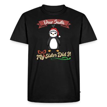 Cher Père Noël Ma sœur l’a fait frères et sœurs Noël - T-shirt Premium bio Homme - noir - Devant - Nico (187cm)