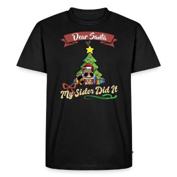 Cher Père Noël Ma soeur l'a fait Frères et sœurs Noël - T-shirt Premium bio Homme - noir - Devant - Nico (187cm)