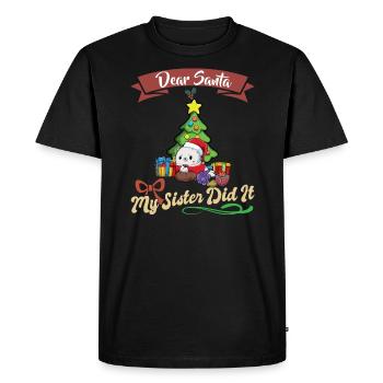Cher Père Noël Ma soeur l'a fait Frères et sœurs Noël - T-shirt Premium bio Homme - noir - Devant - Nico (187cm)