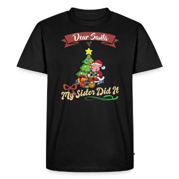 Cher Père Noël Ma soeur l'a fait Frères et sœurs Noël - T-shirt Premium bio Homme - noir - Devant - Nico (187cm)