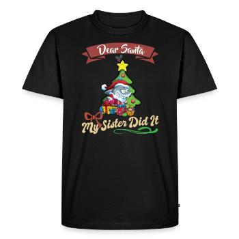 Cher Père Noël Ma soeur l'a fait Frères et sœurs Noël - T-shirt Premium bio Homme - noir - Devant - Nico (187cm)