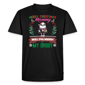 Joyeux Noël maman et voulez-vous joyeux mon papa - T-shirt Premium bio Homme - noir - Devant - Nico (187cm)