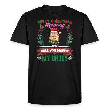 Joyeux Noël maman et voulez-vous joyeux mon papa - T-shirt Premium bio Homme - noir - Devant - Nico (187cm)