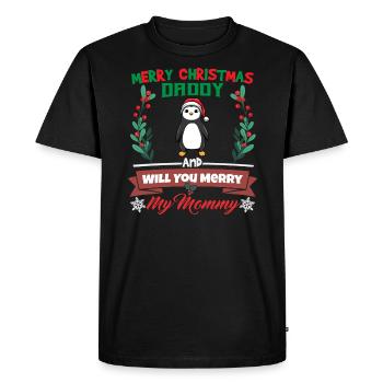 Joyeux papa de Noël et voulez-vous joyeux ma maman - T-shirt Premium bio Homme - noir - Devant - Nico (187cm)