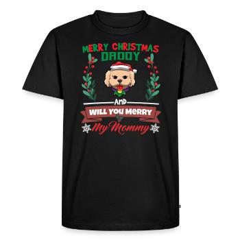 Joyeux papa de Noël et voulez-vous joyeux ma maman - T-shirt Premium bio Homme - noir - Devant - Nico (187cm)