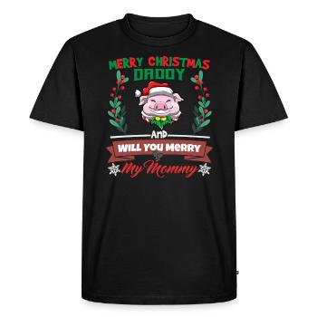 Joyeux papa de Noël et voulez-vous joyeux ma maman - T-shirt Premium bio Homme - noir - Devant - Nico (187cm)