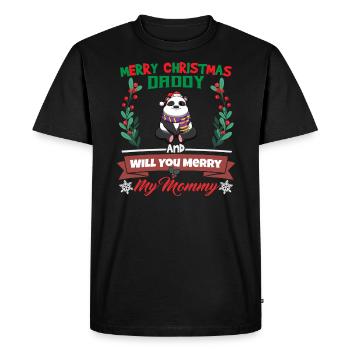 Joyeux papa de Noël et voulez-vous joyeux ma maman - T-shirt Premium bio Homme - noir - Devant - Nico (187cm)