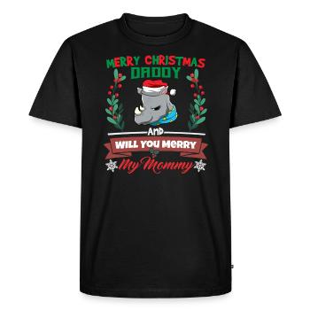 Joyeux papa de Noël et voulez-vous joyeux ma maman - T-shirt Premium bio Homme - noir - Devant - Nico (187cm)