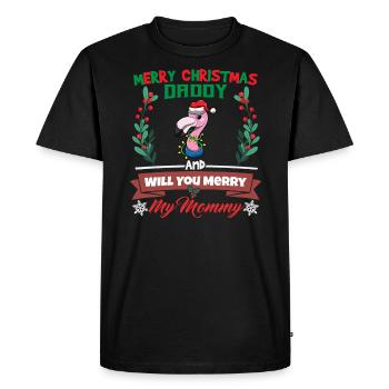 Joyeux papa de Noël et voulez-vous joyeux ma maman - T-shirt Premium bio Homme - noir - Devant - Nico (187cm)